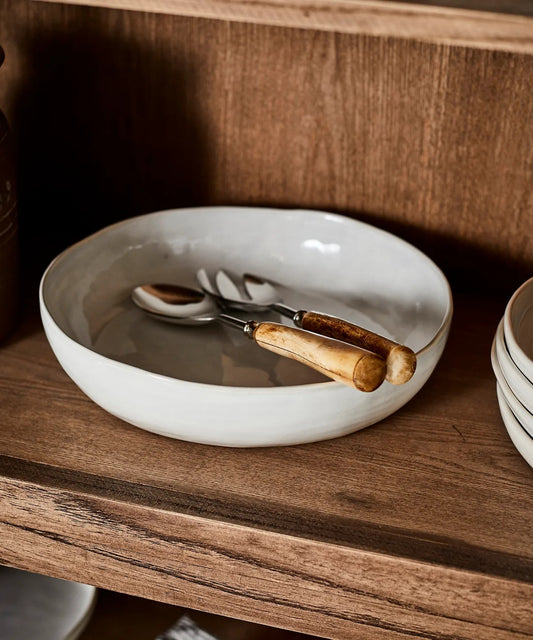 Rustic Stoneware Large Serving Bowl | Off White | 30cm