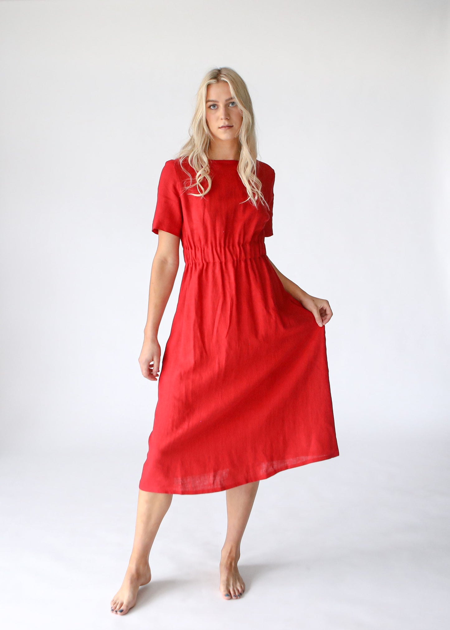 Ava Linen Dress | Red