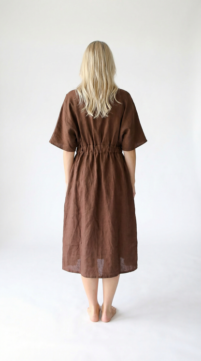 Ava Linen Dress | Cocoa