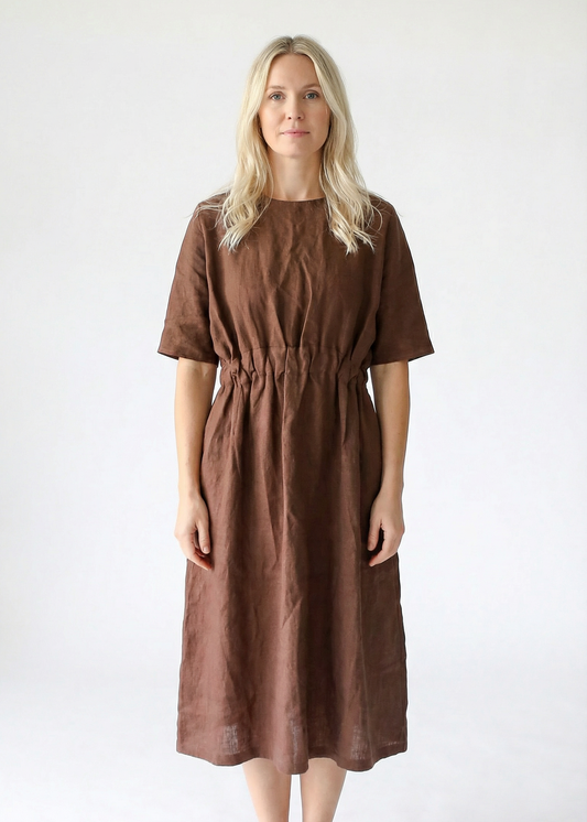 Ava Linen Dress | Cocoa
