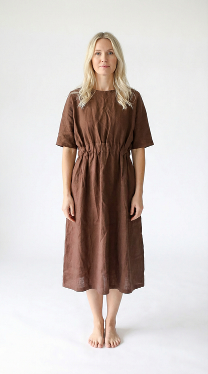 Ava Linen Dress | Cocoa