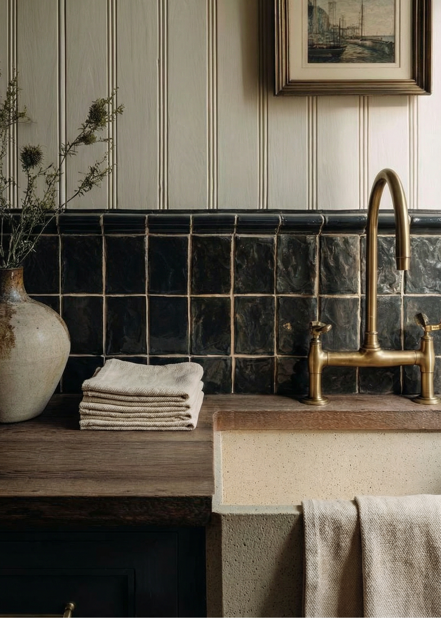 Beige Cotton Tea Towel