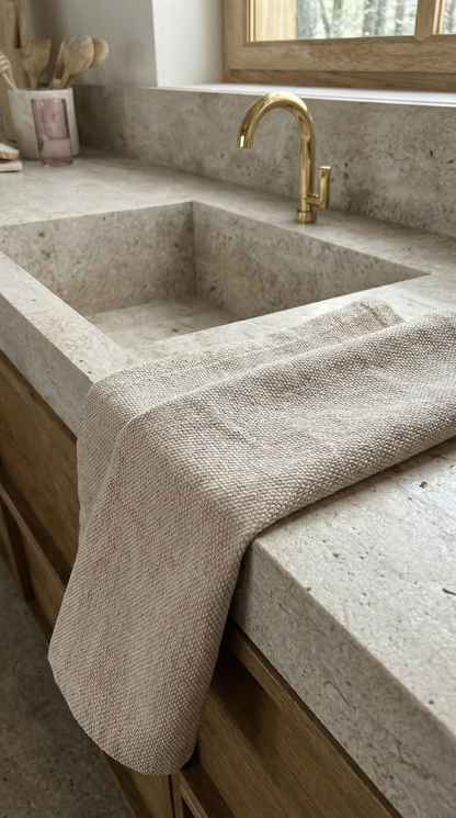 Beige Cotton Tea Towel