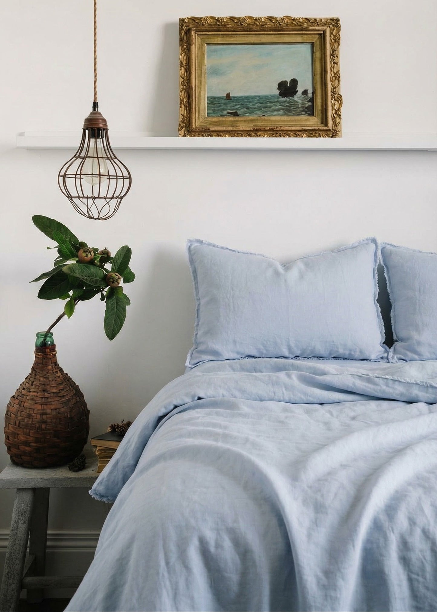 French Linen Duvet Cover - Soft Blue