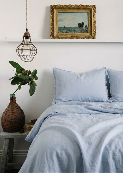 French Linen Duvet Cover - Soft Blue