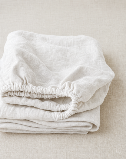 Whitewash Linen Fitted Sheet | Made in New Zealand
