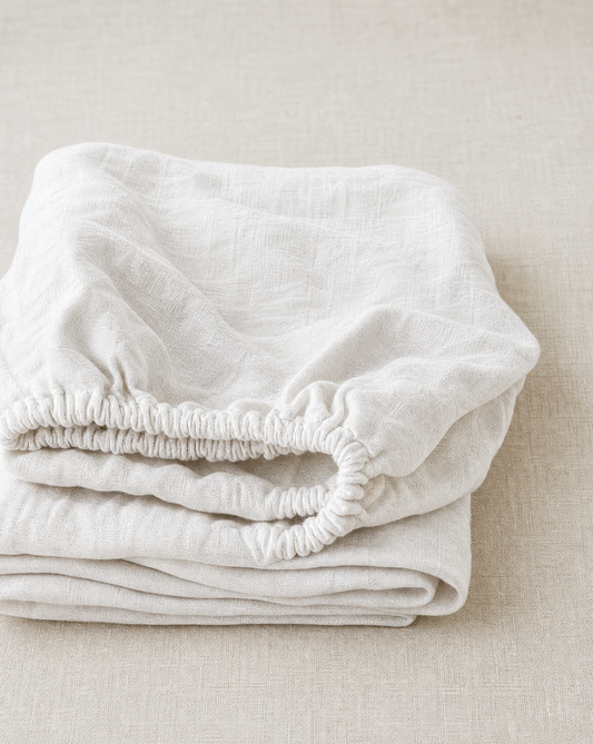 Linen Fitted Sheet | Whitewash | 100% Premium Linen