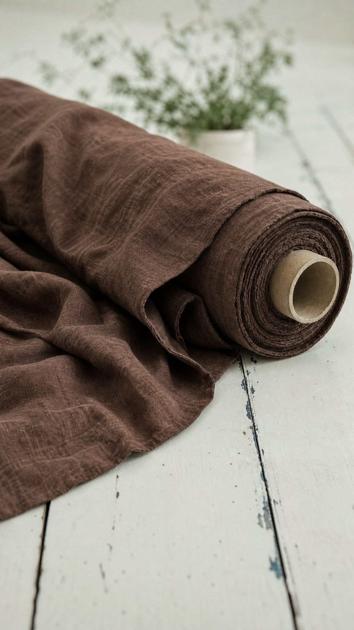 Heavy Linen Fabric in Cacao