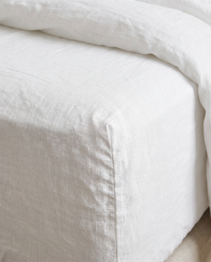 Whitewash Linen Fitted Sheet | Made in New Zealand