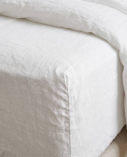 Linen Fitted Sheet | Whitewash | 100% Premium Linen