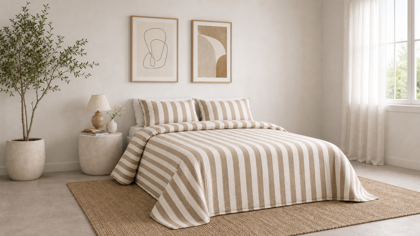 Bari Stripe Comforter  - Taupe