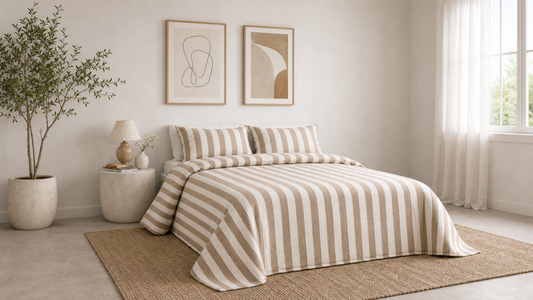 Bari Stripe Comforter  - Taupe