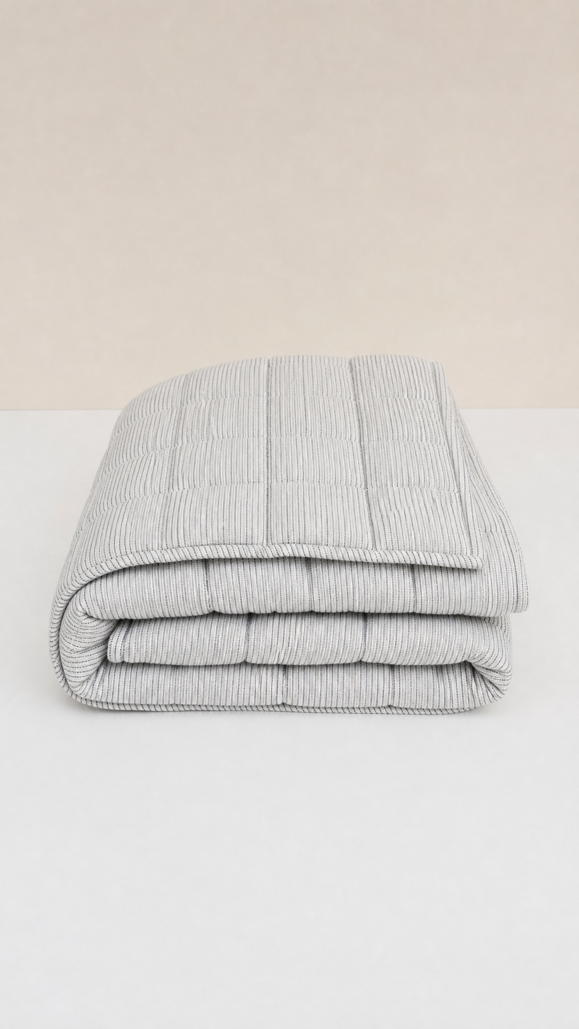 Linen Quilted Bed Cover - Black and White Pinstripe
