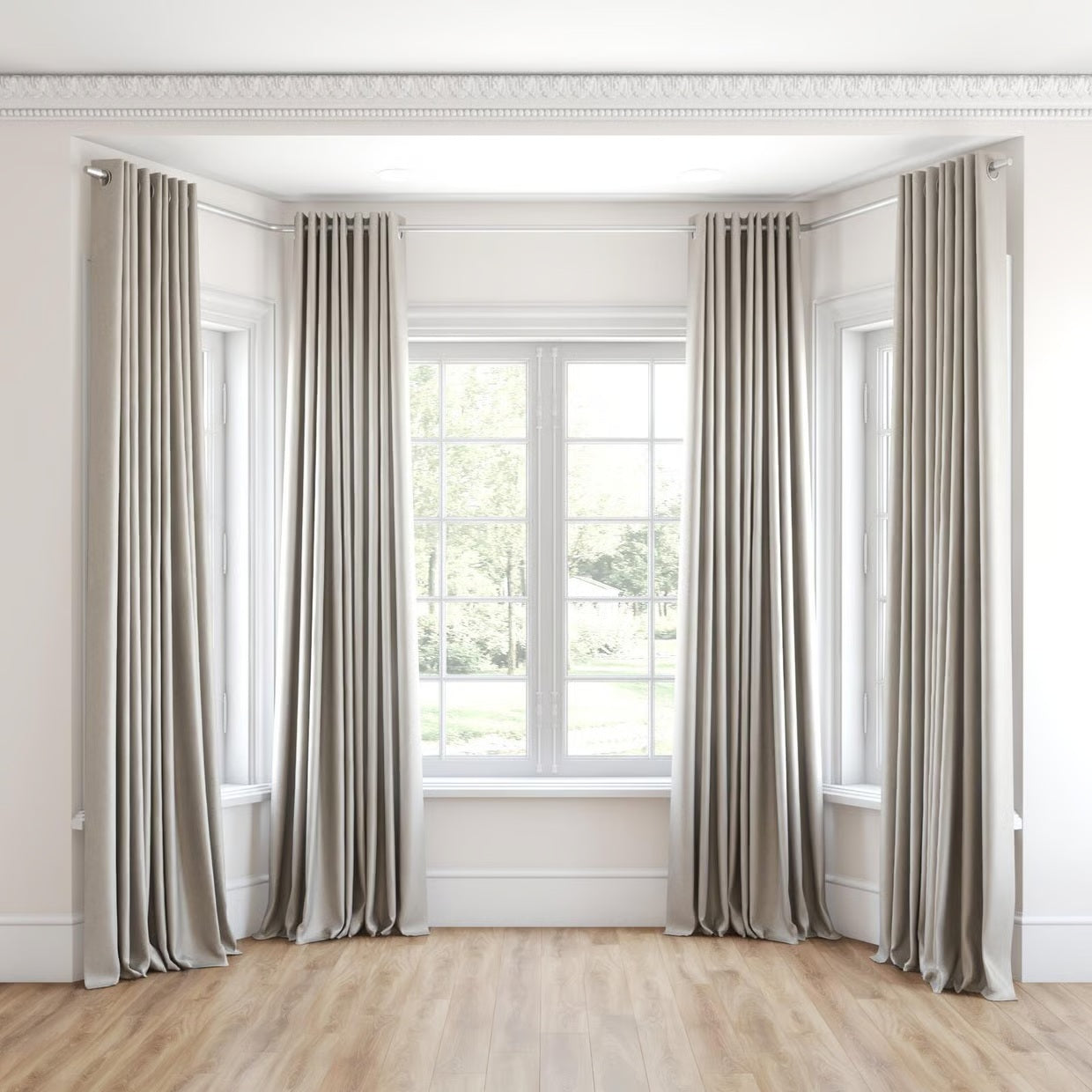 Glamour Cotton Twill Readymade Curtains | Oyster