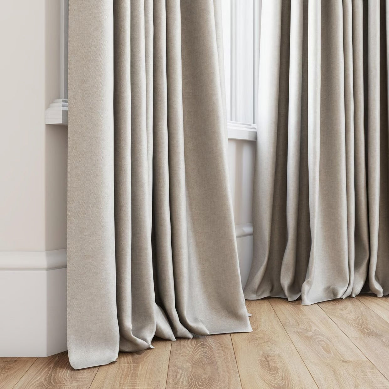 Glamour Cotton Twill Readymade Curtains | Oyster
