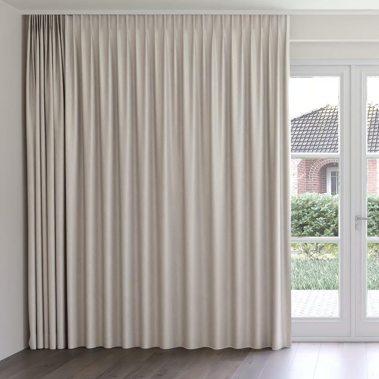 Glamour Cotton Twill Readymade Curtains | Oyster