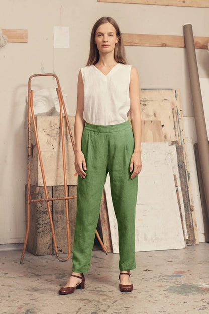 GLADIOLUS Linen Trousers - Green