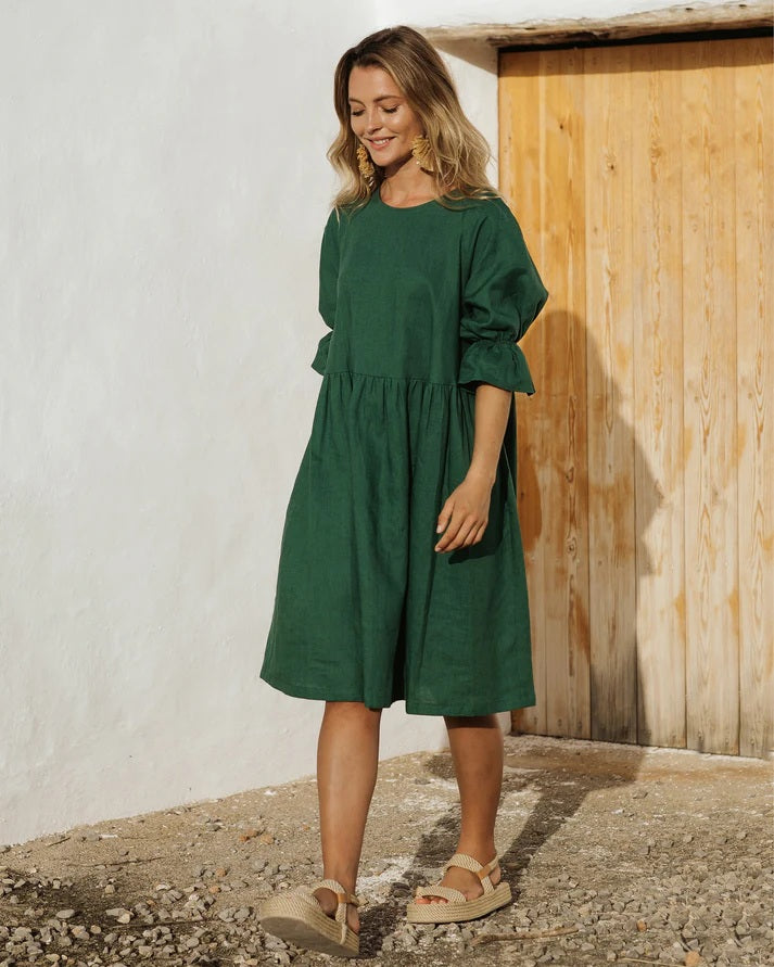 Oversized Linen Dress - Green