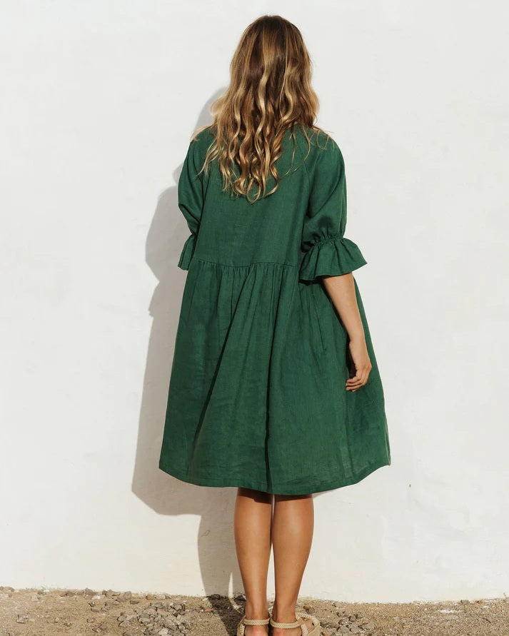 Oversized Linen Dress - Green