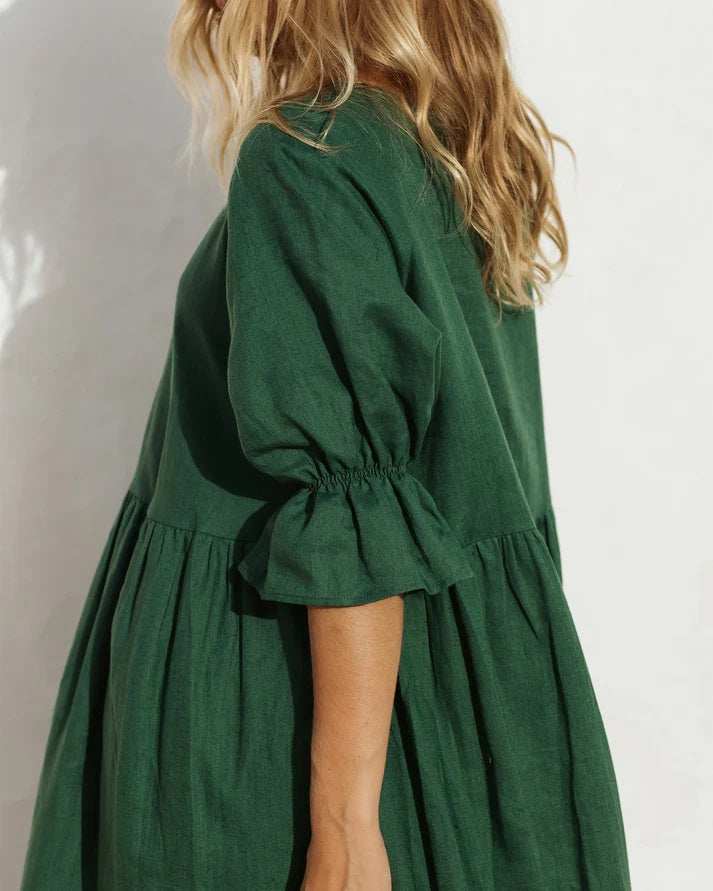 Oversized Linen Dress - Green The Foxes Den Oversized Linen Dress - Green The Foxes Den