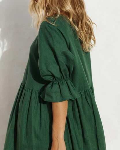 Oversized Linen Dress - Green