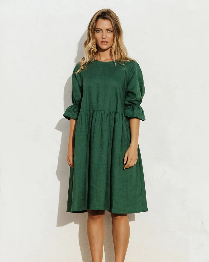 Oversized Linen Dress - Green