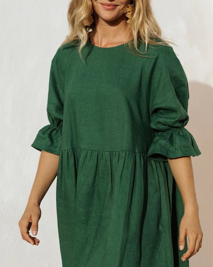 Oversized Linen Dress - Green