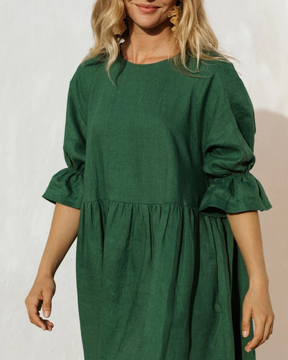 Oversized Linen Dress - Green