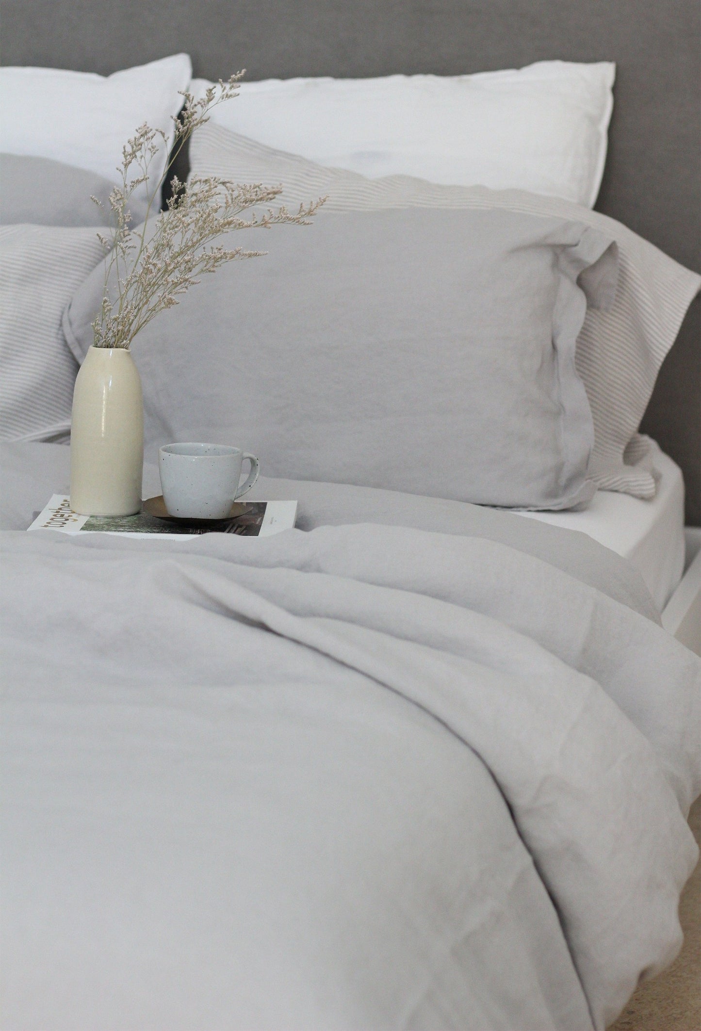 Dove Grey Linen Duvet Cover | King