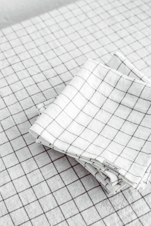 Linen Napkins | Charcoal Grid