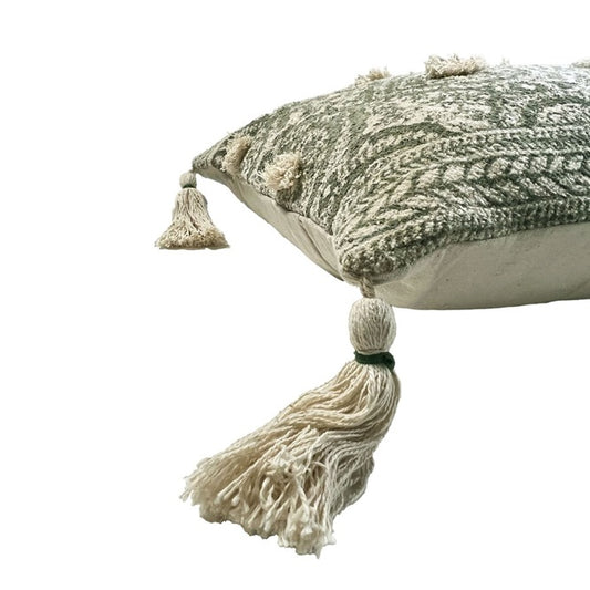 Artisan Sage Hand-Blocked Linen Cushion