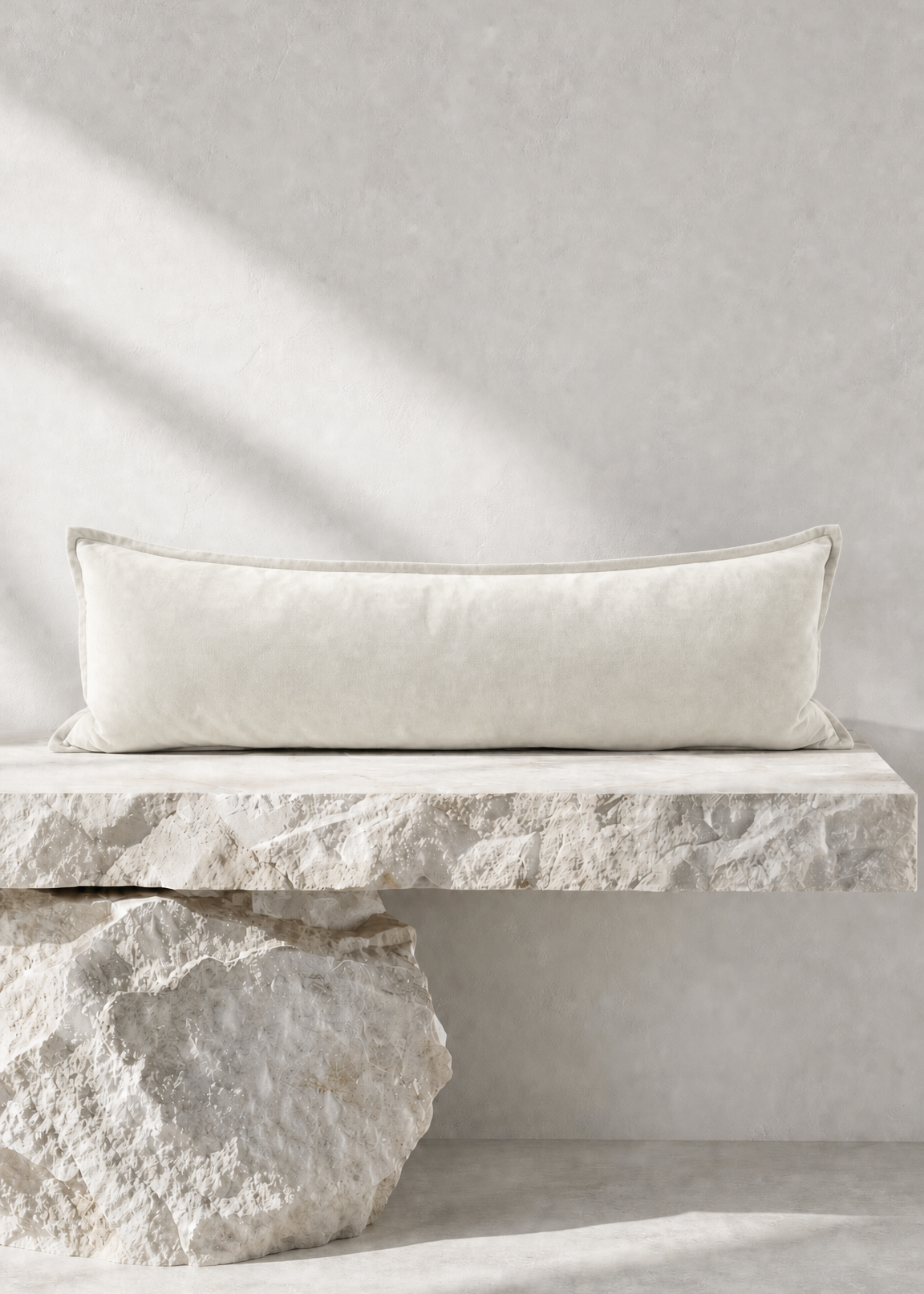 Velvet Lumbar Cushion - Ivory