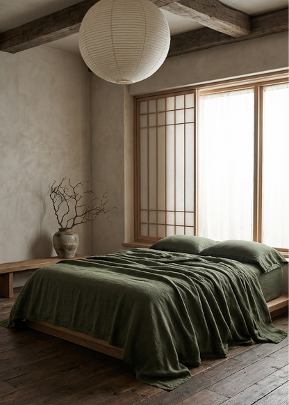 Kenshō Heavy Linen Bedcover - Forest