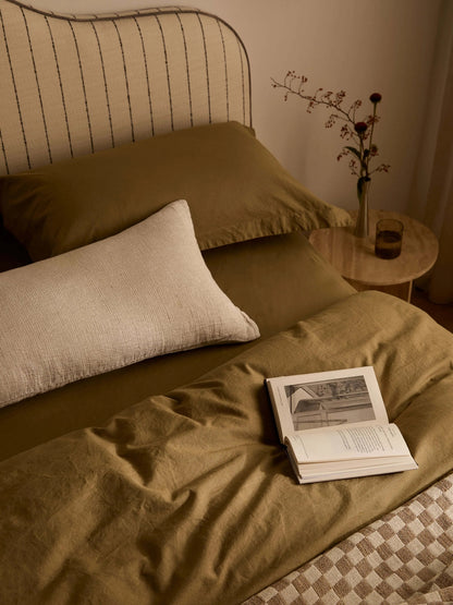 Linen & Cotton Duvet Cover Set -  Khaki