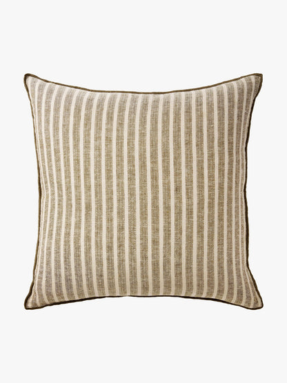 Pure Linen Bedcover | Khaki Stripe
