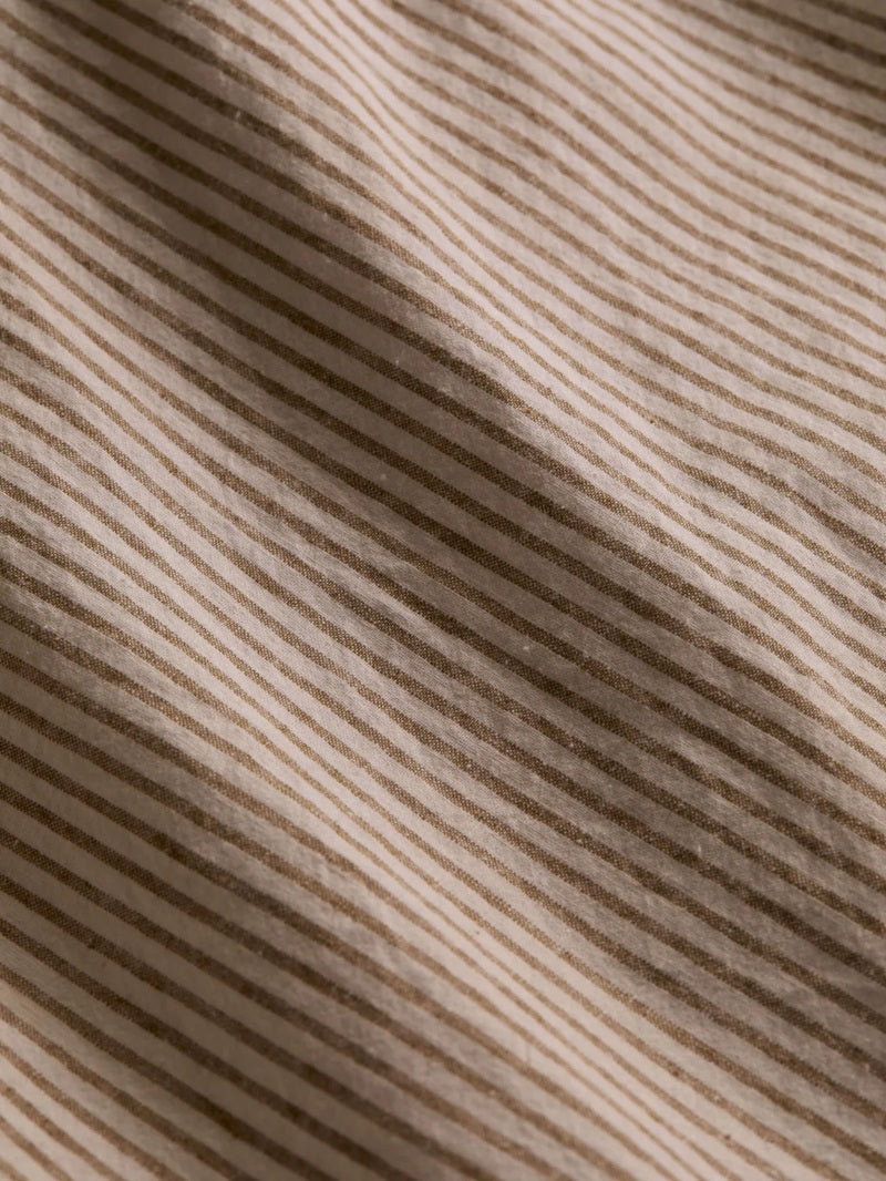 Linen & Cotton Duvet Cover Set -  Khaki Stripe