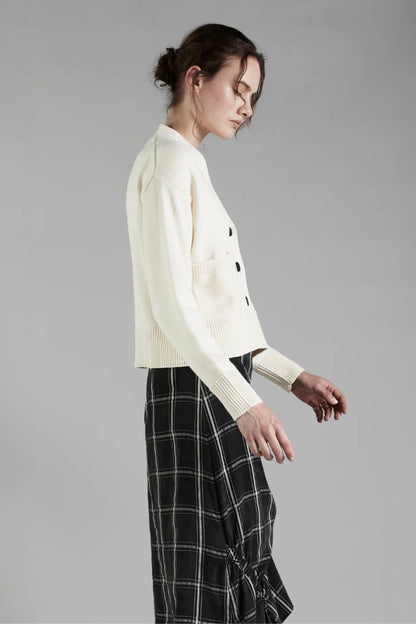 V Neck Cardigan - Off White