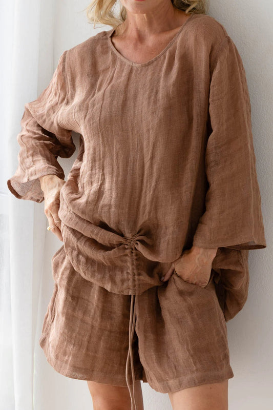 Gauze Linen Shorts | Clay