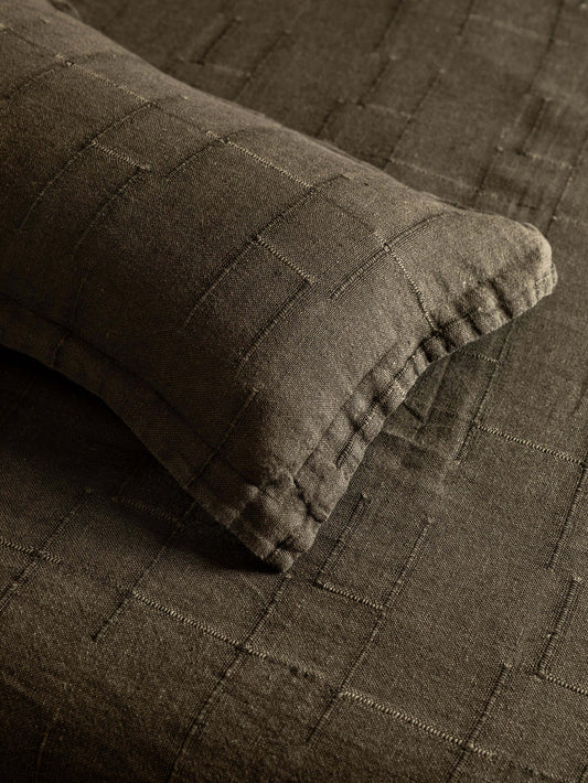 Textured Linen Cushion | Olive