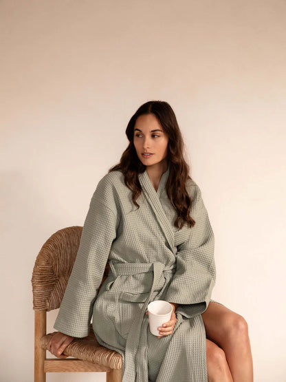 Spa Waffle Bathrobe | Sage