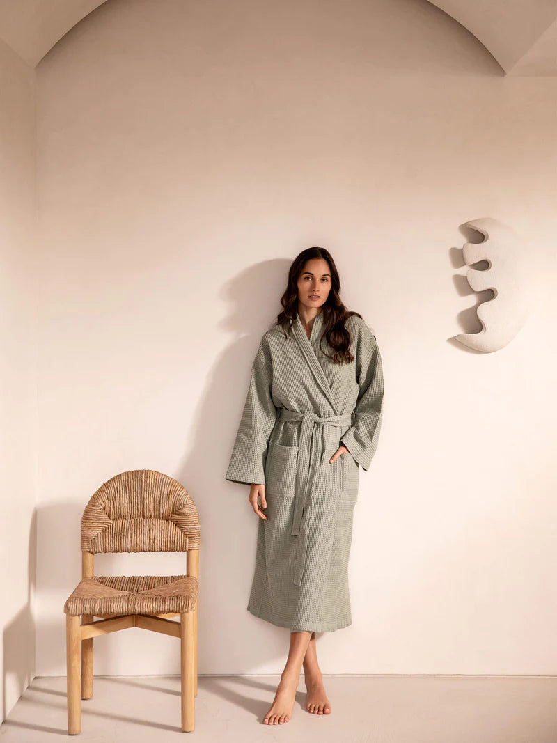 Spa Waffle Bathrobe | Sage