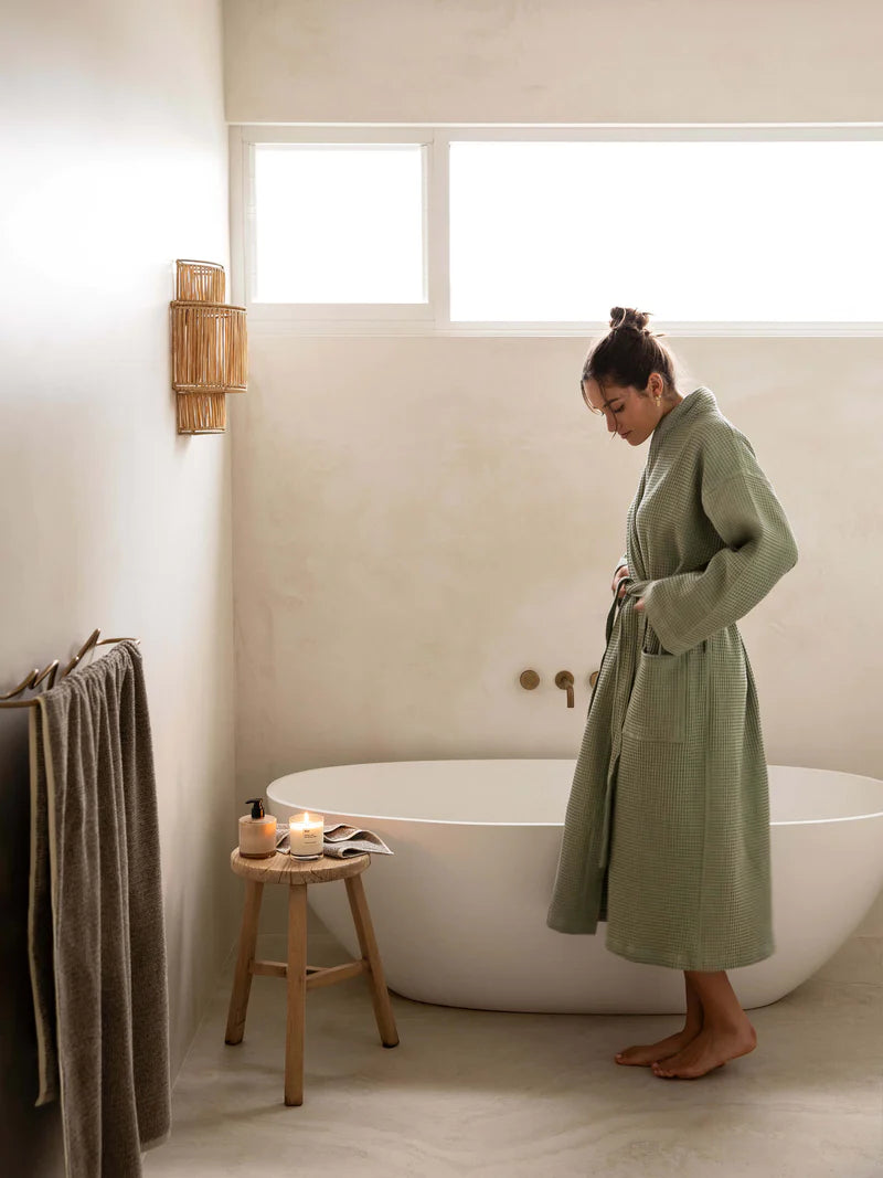 Spa Waffle Bathrobe | Sage