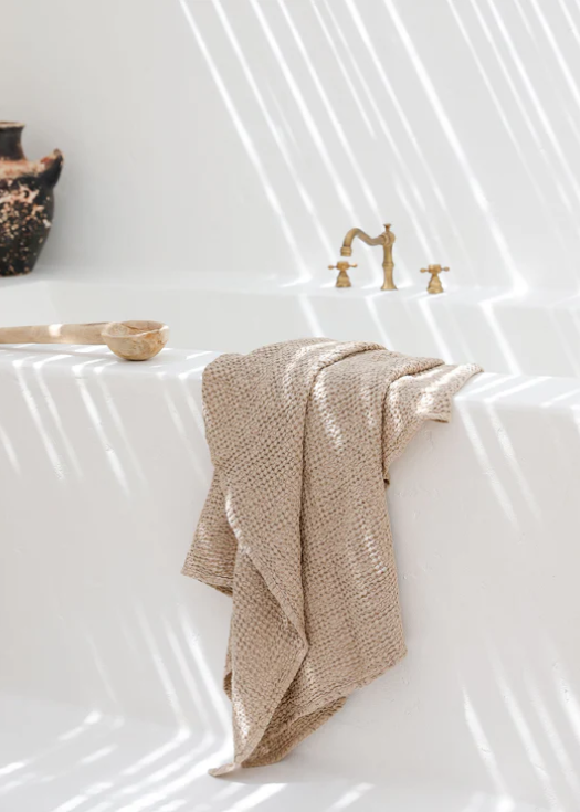Linen Waffle Towel set | Latte