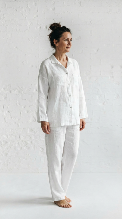 Stonewashed Linen Pajamas | White