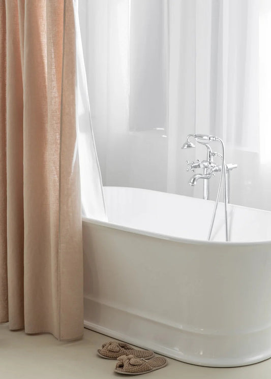 Waterproof Linen Shower Curtain - Natural