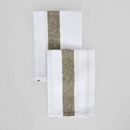 Olive Stripe Linen Tea Towel