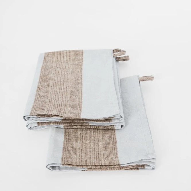 Clay Stripe Linen Tea Towel