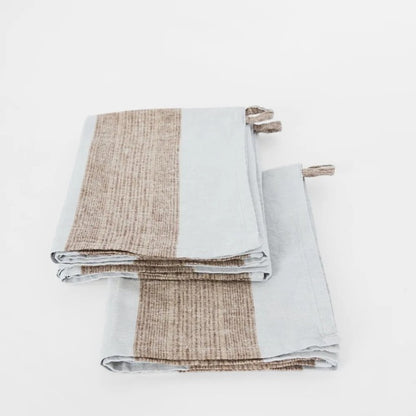 Clay Stripe Linen Tea Towel