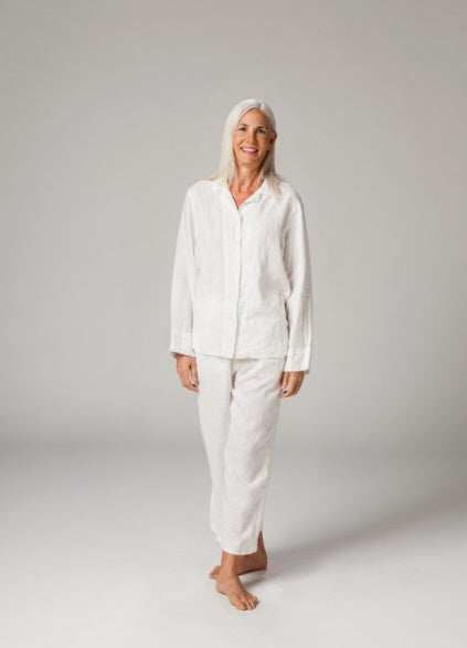 Stonewashed Linen Pajama Pants White - LAST ONE