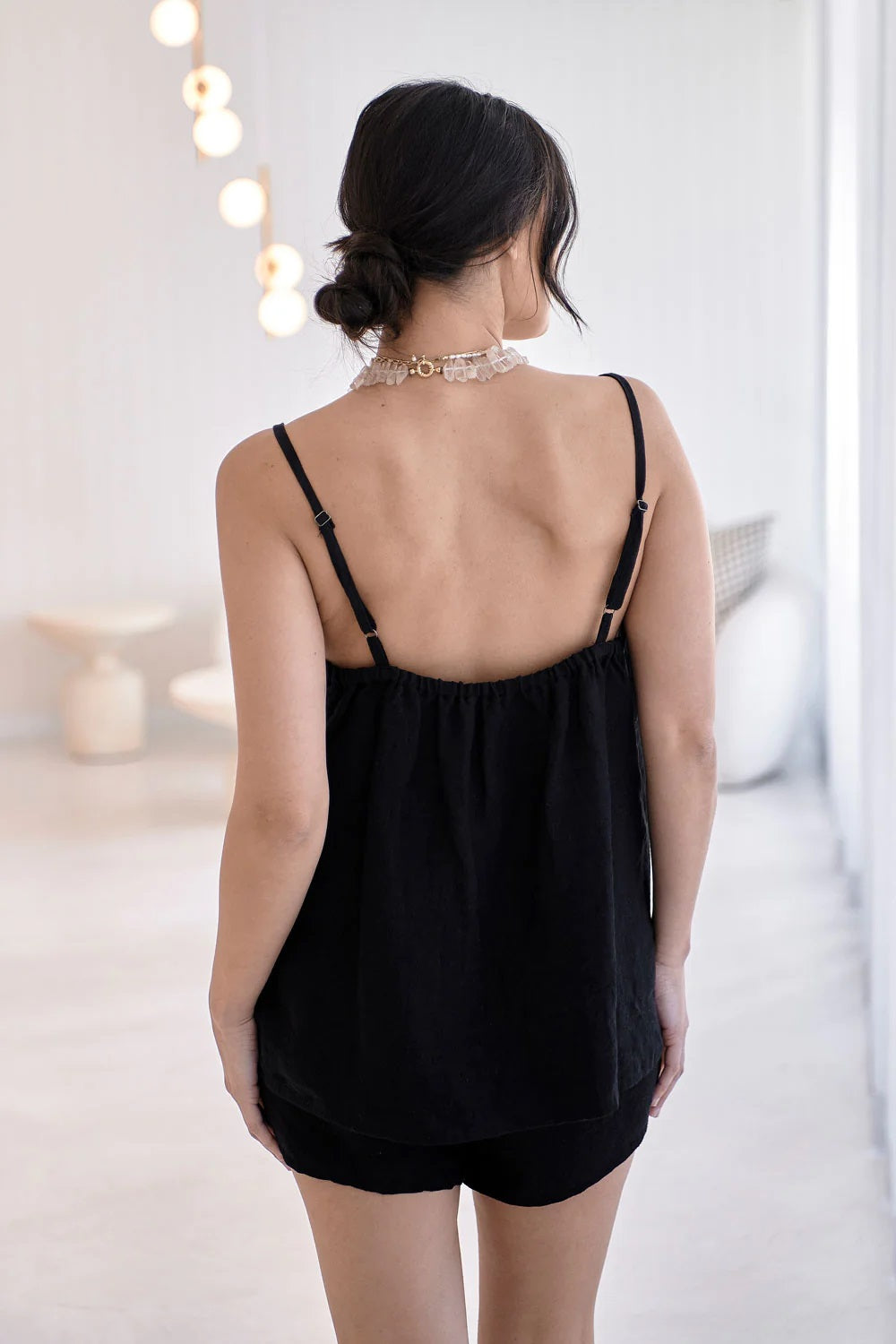 Loungewear Linen Cami | Black